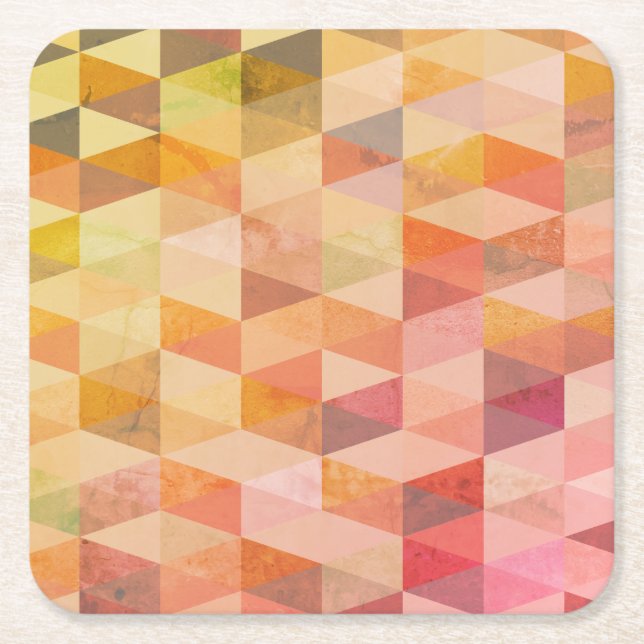 Soft Triangle Geometric Pattern Square Paper Coaster (Front)
