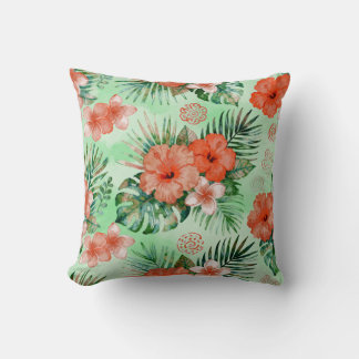 Soft Tropical Floral Throw Pillow