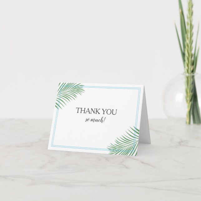 Soft Tropical Palm Leaf Folded Thank You Card (Front)