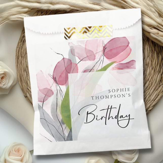 Soft tulips elegant birthday favor bag (Creator Uploaded)