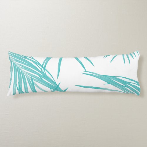 Soft Turquoise Leaves Dream 1 tropical decor  Body Pillow