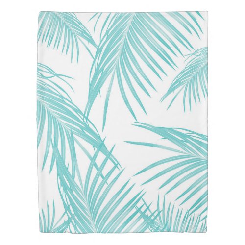 Soft Turquoise Leaves Dream 1 tropical decor  Duvet Cover