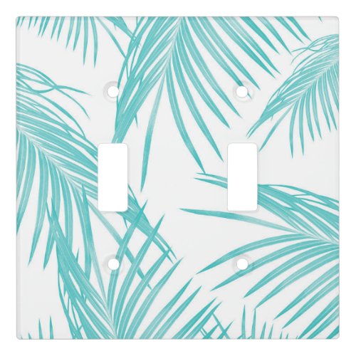 Soft Turquoise Leaves Dream 1 tropical decor  Light Switch Cover
