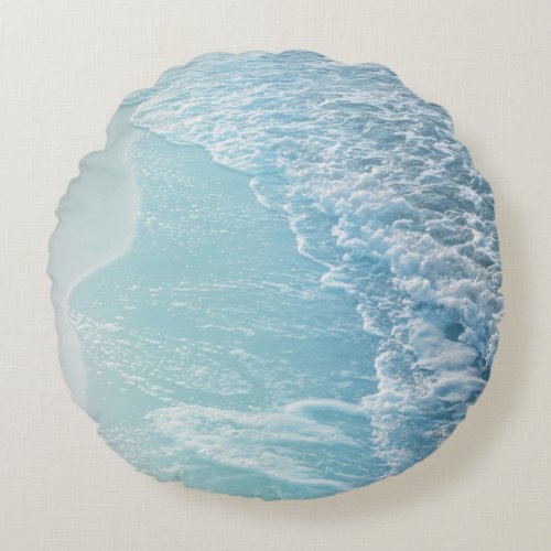 Soft Turquoise Ocean Dream Waves 2 water decor  Round Pillow