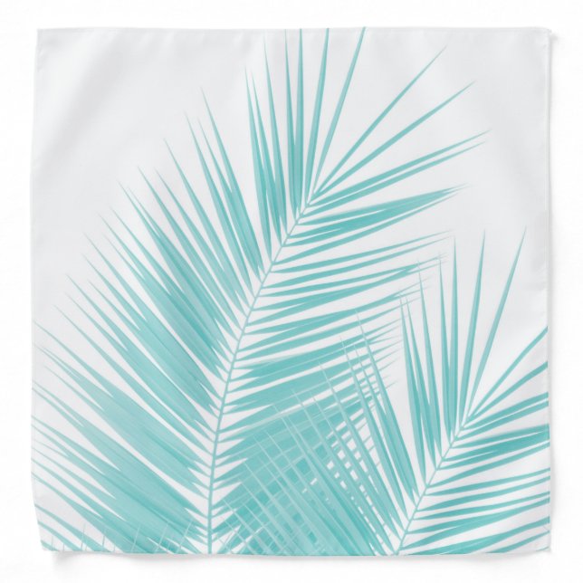 Soft Turquoise Palm Leaves Dream #1 Bandana (Front)