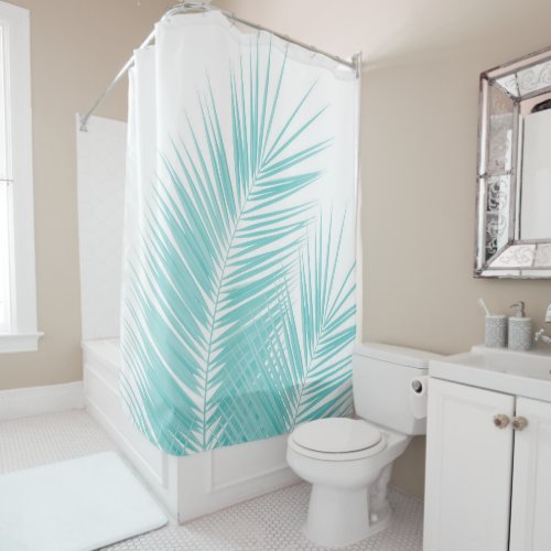 Soft Turquoise Palm Leaves Dream 1 Shower Curtain