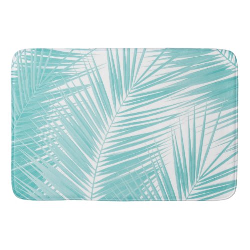 Soft Turquoise Palm Leaves Dream 1a  Bath Mat