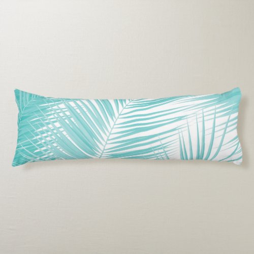 Soft Turquoise Palm Leaves Dream 1a  Body Pillow