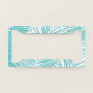 Soft Turquoise Palm Leaves Dream #1a License Plate Frame