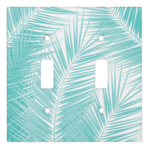 Soft Turquoise Palm Leaves Dream #1a Light Switch Cover