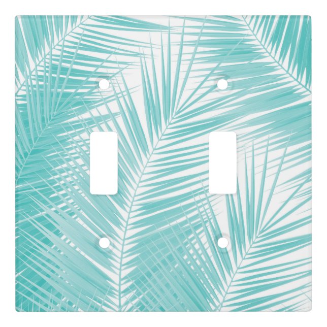 Soft Turquoise Palm Leaves Dream #1a  Light Switch Cover (Front)
