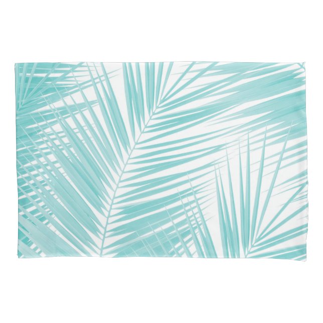 Soft Turquoise Palm Leaves Dream #1a  Pillow Case (Front)