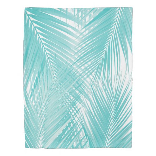 Soft Turquoise Palm Leaves Dream Cali Summer 3 Duvet Cover