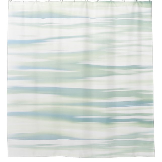 Soft Turquoise Sage Waves Shower Curtain (Front)