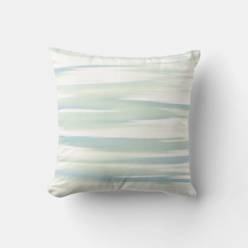 Soft Turquoise Sage Waves Throw Pillow