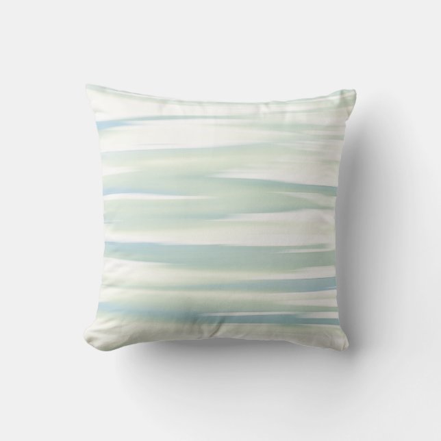 Soft Turquoise Sage Waves Throw Pillow (Front)