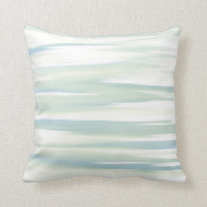 Soft Turquoise Sage Waves Throw Pillow