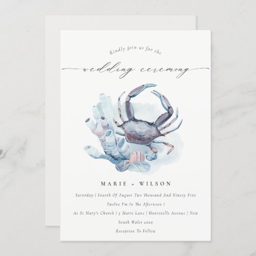 Soft Underwater Crab Coral Nautical Wedding Invite