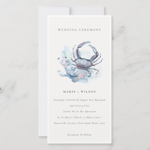 Soft Underwater Crab Coral Nautical Wedding Invite