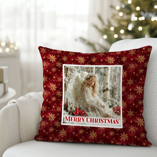 Soft Victorian Angel Art Red and Gold Gift Pillow