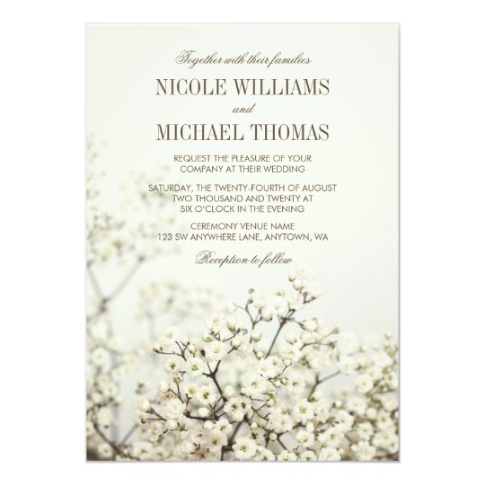 Soft Vintage Baby's Breath Wedding Invitations