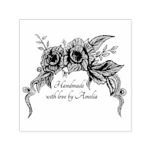 Soft Vintage Floral Self Inking Rubber Stamp