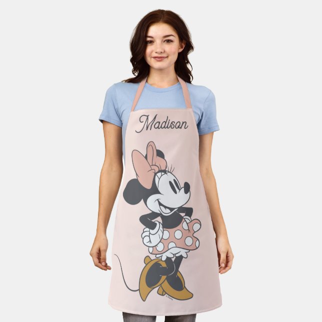 Soft Vintage Minnie Mouse Polka Dot Charm Apron (Worn)