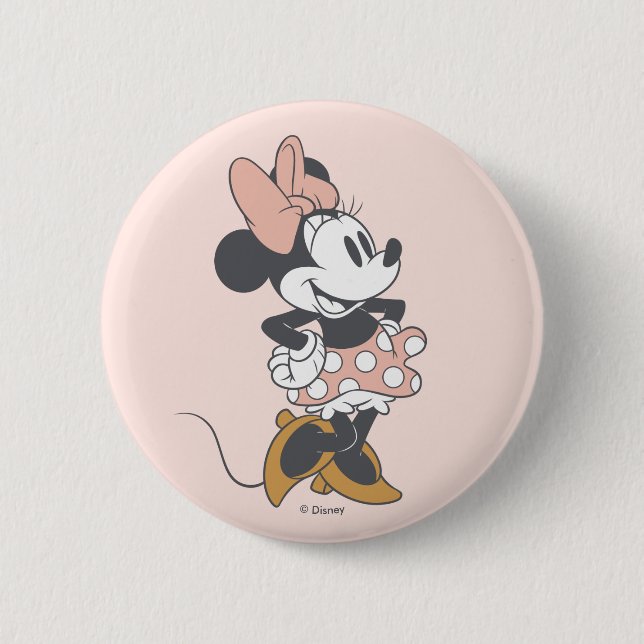 Soft Vintage Minnie Mouse Polka Dot Charm Button (Front)