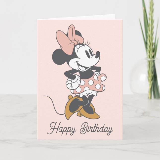 Soft Vintage Minnie Mouse Polka Dot Charm Card (Front)