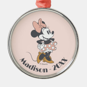 Soft Vintage Minnie Mouse Polka Dot Charm Metal Ornament