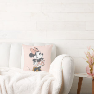 Soft Vintage Minnie Mouse Polka Dot Charm Throw Pillow