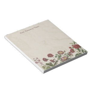 Soft Vintage Red and Purple Wildflowers Floral Notepad
