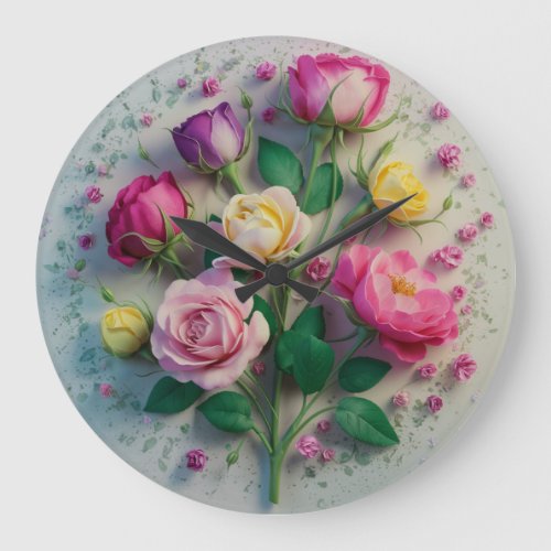 Soft Vintage Rose Garden Wall Clock