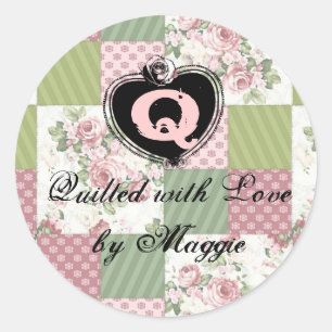 soft vintage roses patchwork quilt quilting label