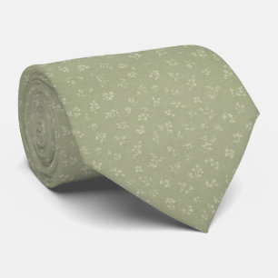 Soft Vintage Sage Green Floral  Neck Tie