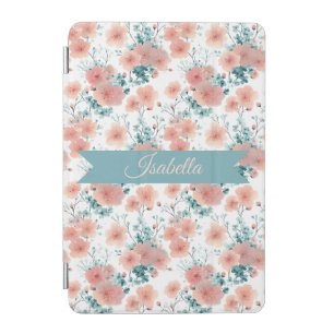 Soft Vintage Spring Pink Floral Personalized iPad Mini Cover