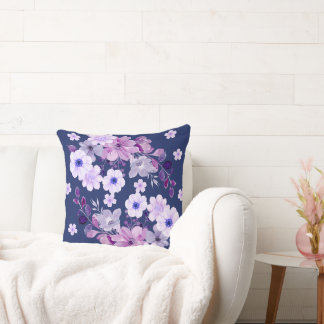 Soft Violet Hues Floral Throw Pillow