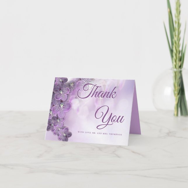 Soft Violet Orchid design Thank You Card (Front)