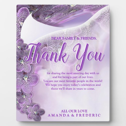 Soft Violet Orchid thank You Plaque