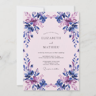 Soft Violet Periwinkle Blossom Wedding Invitation