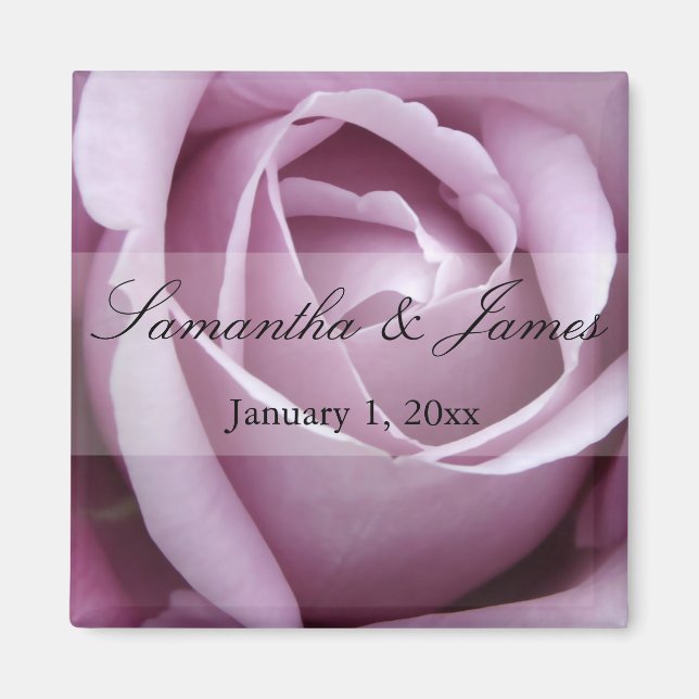 Soft Violet Rose Personal Wedding Magnet (Front)