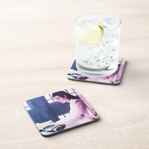 Soft Wangji Playing the Zither Beverage Coaster