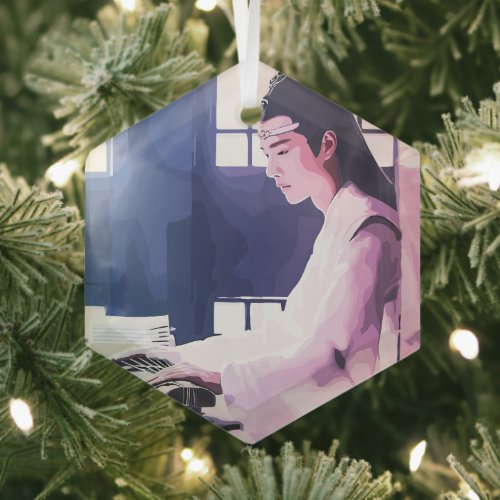 Soft Wangji Playing the Zither Glass Ornament