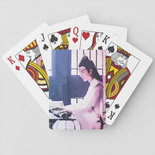 Soft Wangji Playing the Zither Poker Cards