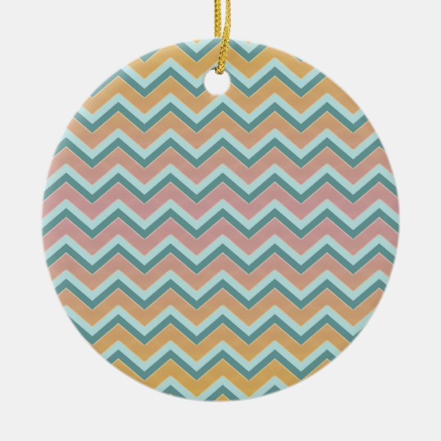 Soft Warm Colors ZigZag Ceramic Ornament (Front)