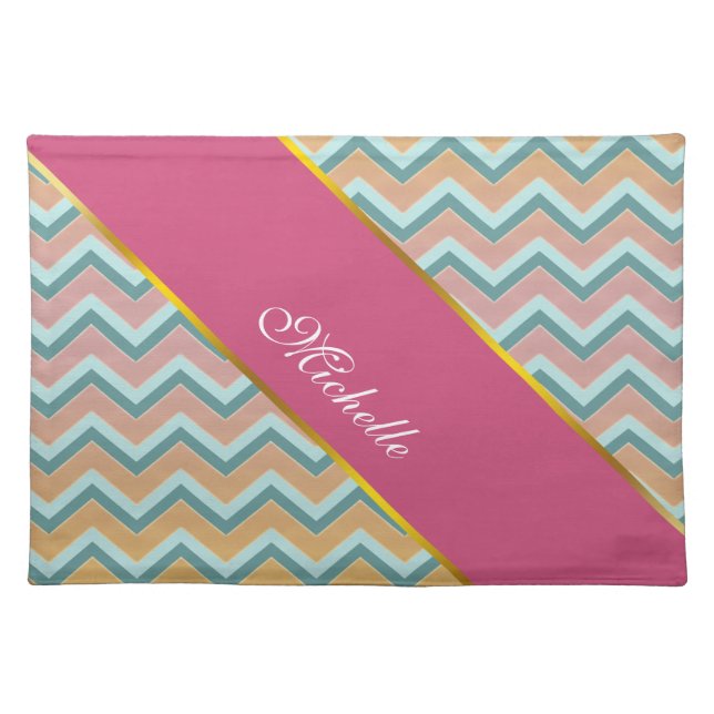 Soft Warm Colors ZigZag Cloth Placemat (Front)