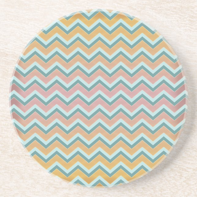 Soft Warm Colors ZigZag Sandstone Coaster (Front)