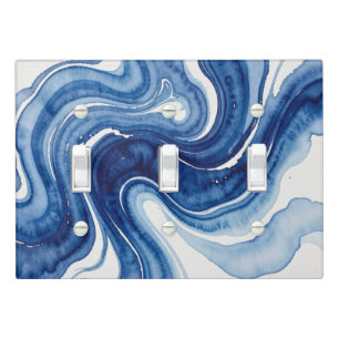 Soft Watercolor Abstract Blue Pink Marble Agate Light Switch Cover