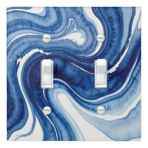 Soft Watercolor Abstract Blue Pink Marble Agate Light Switch Cover