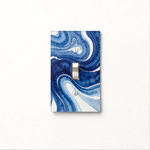 Soft Watercolor Abstract Blue Pink Marble Agate Light Switch Cover